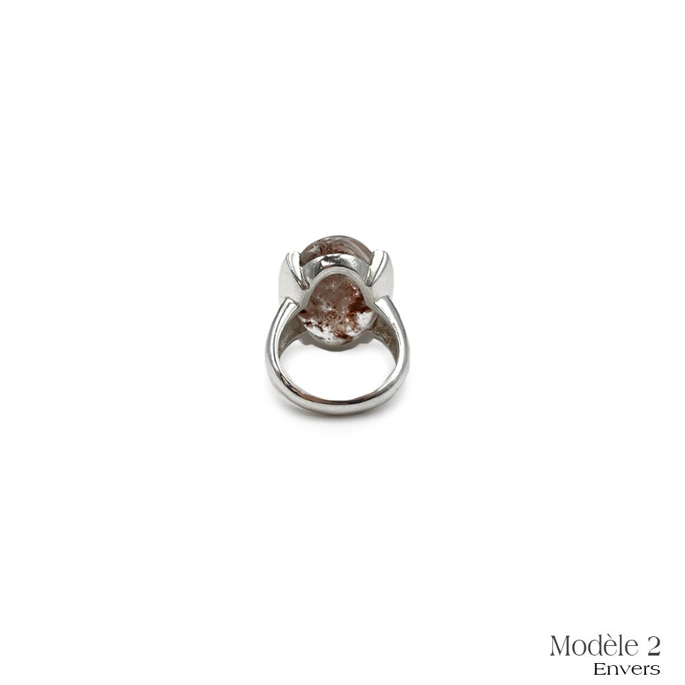 Bague Argent Massif en Quartz Lodolite