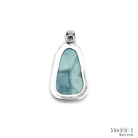 Pendentif Larimar cerclé en Argent Massif