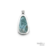 Pendentif Larimar cerclé en Argent Massif