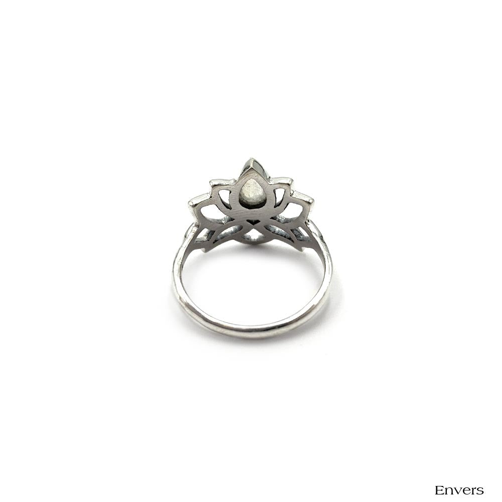 Bague Argent "Lotus" en Pierre de Lune