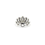 Bague Argent "Lotus" en Pierre de Lune facettée