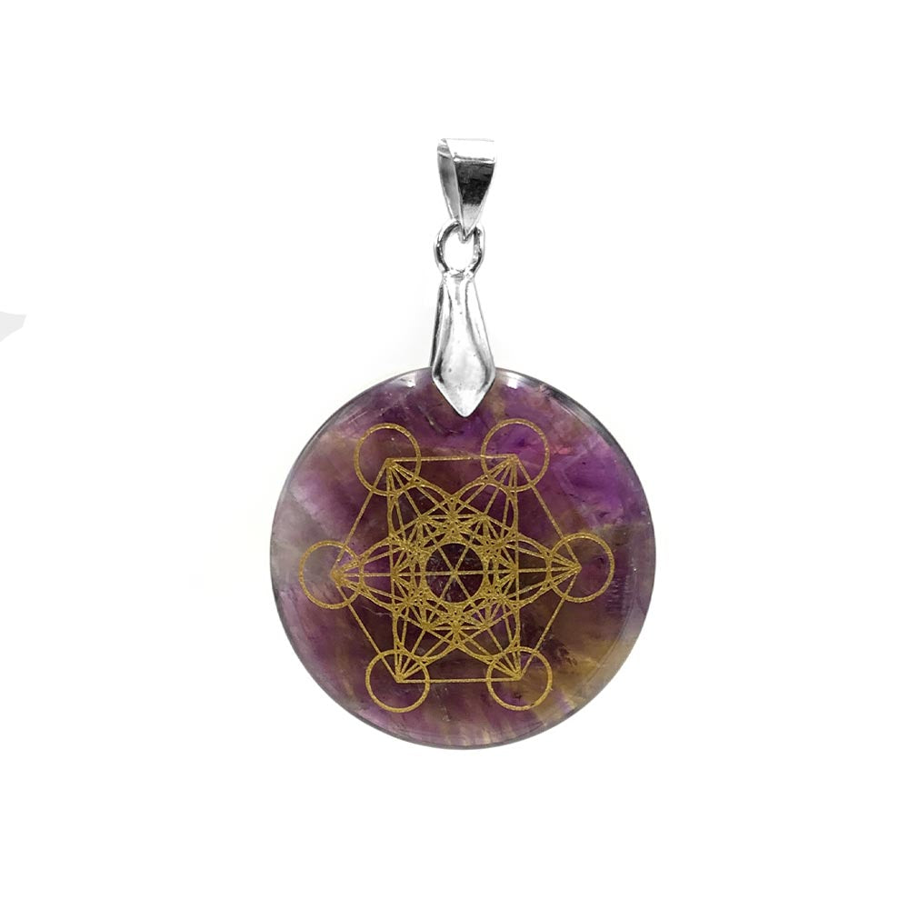 Pendentif Talisman Cube de Métatron en Pierres Naturelles