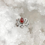 Bague Argent "Lotus" en Grenat Almandin