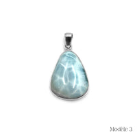 Pendentif Larimar cerclé en Argent Massif