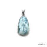 Pendentif Larimar cerclé en Argent Massif