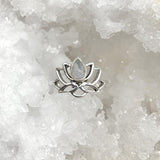 Bague Argent "Lotus" en Pierre de Lune facettée