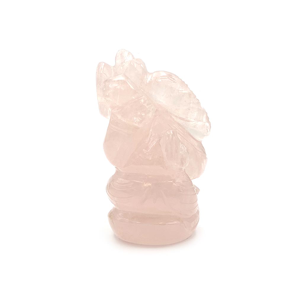 Statue Ganesh taillée à la main en Quartz Rose - 7 cm