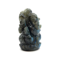 Statue Ganesh taillée à la main en Labradorite - 9 cm