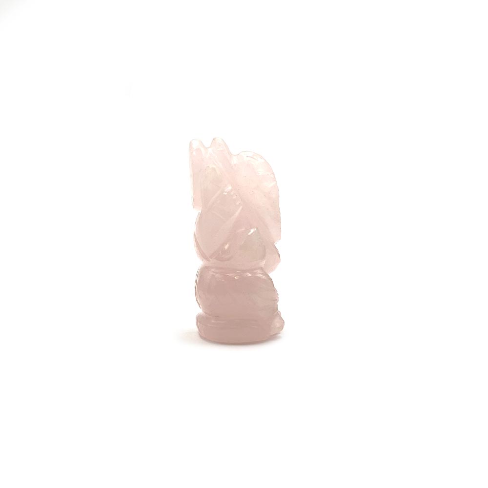 Statue Ganesh taillée à la main en Quartz Rose - 4,5 cm