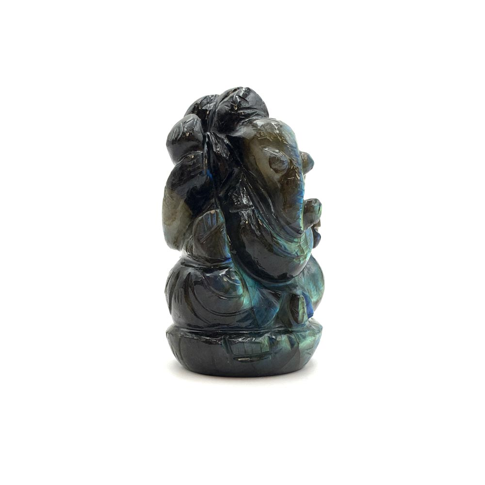 Statue Ganesh taillée à la main en Labradorite - 8 cm