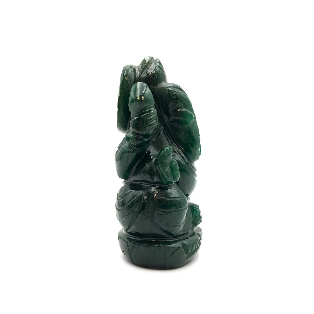 Statuette de Ganesh taillée à la main en Aventurine Verte - 9 cm