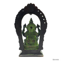 Statue Ganesh et son autel en bronze - 20 cm