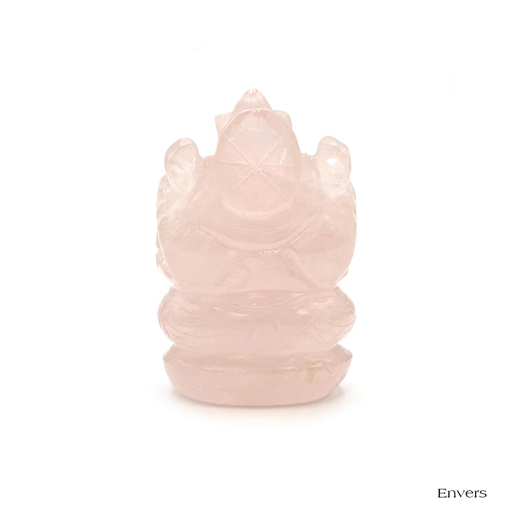 Statue Ganesh taillée à la main en Quartz Rose - 7 cm