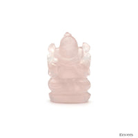 Statue Ganesh taillée à la main en Quartz Rose - 6 cm