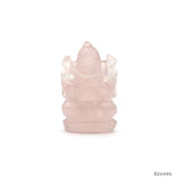 Statue Ganesh taillée à la main en Quartz Rose - 6 cm