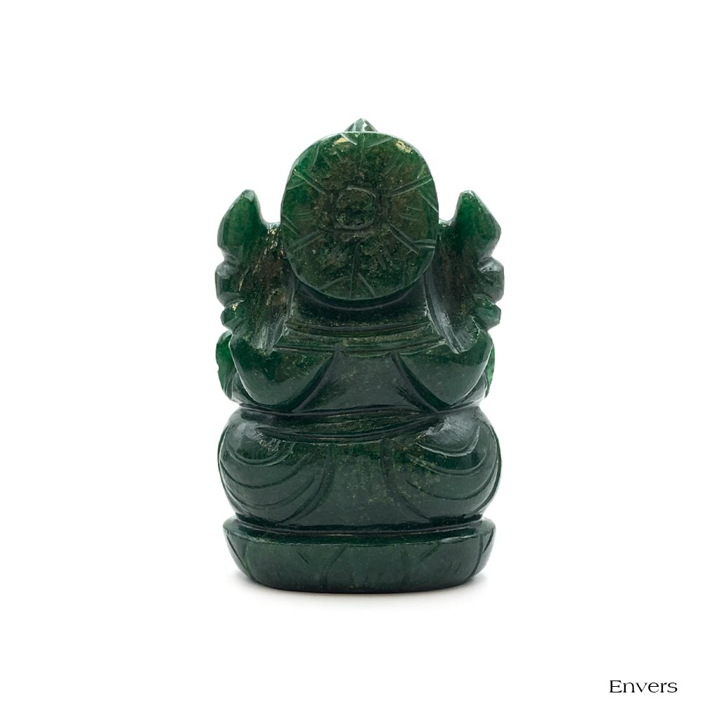 Statuette de Ganesh taillée à la main en Aventurine Verte - 9 cm