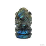 Statue Ganesh taillée à la main en Labradorite - 9 cm