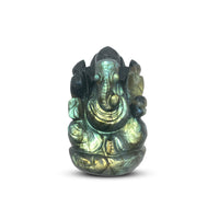Statue Ganesh taillée à la main en Labradorite - 8 cm