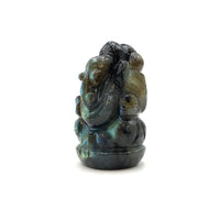 Statue Ganesh taillée à la main en Labradorite - 8 cm