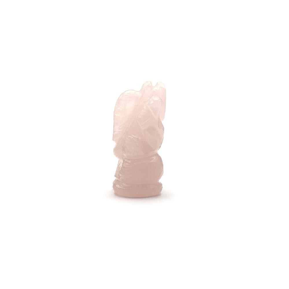 Statue Ganesh taillée à la main en Quartz Rose - 4,5 cm
