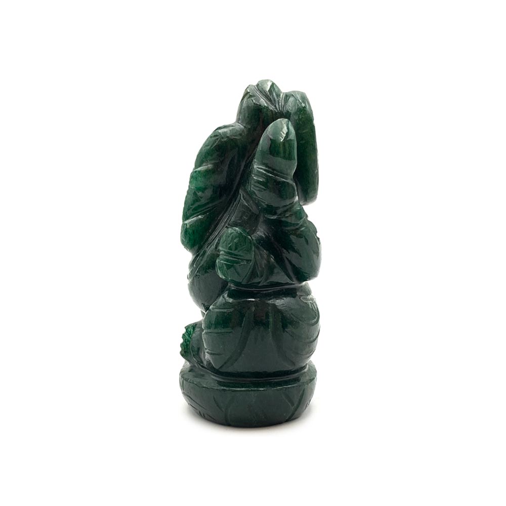 Statuette de Ganesh taillée à la main en Aventurine Verte - 9 cm