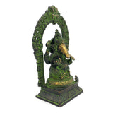 Statue Ganesh et son autel en bronze - 20 cm