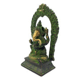 Statue Ganesh et son autel en bronze - 20 cm