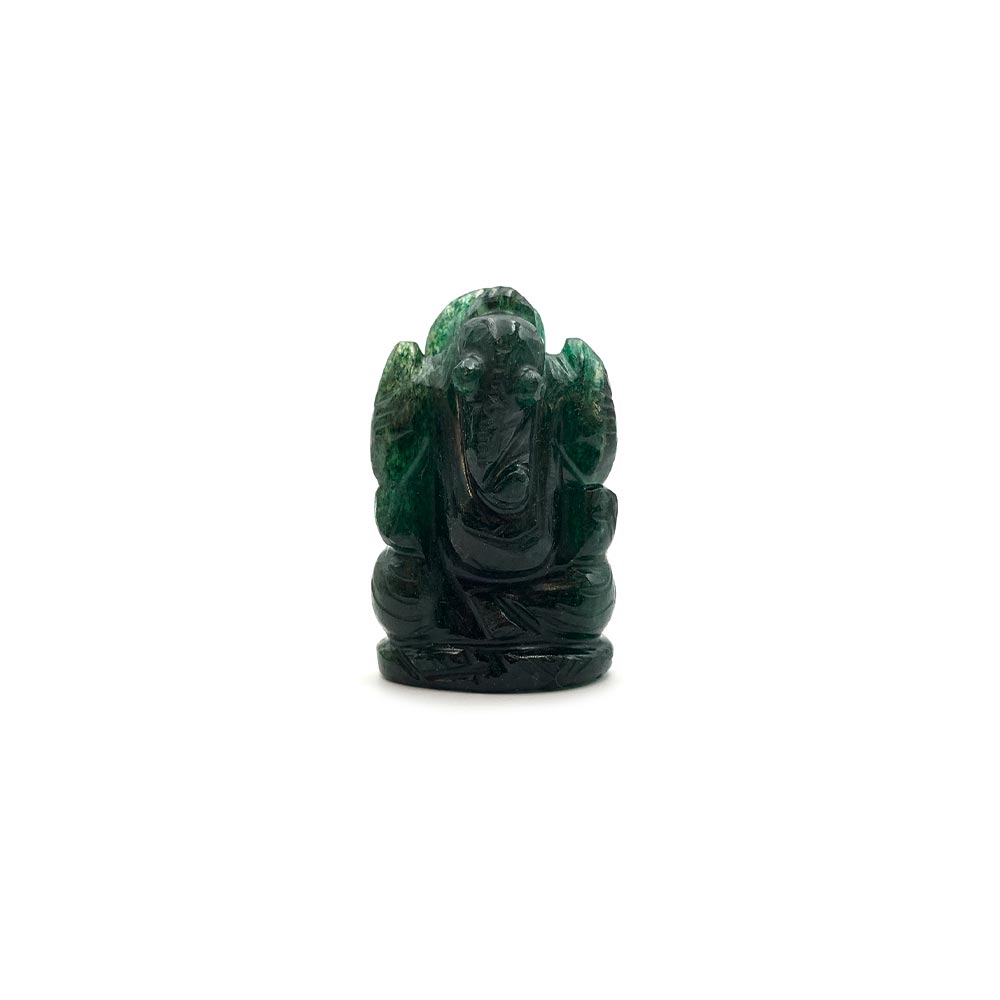 Statue Ganesh taillée à la main en Aventurine Verte - 4,5 cm