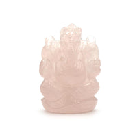Statue Ganesh taillée à la main en Quartz Rose - 7 cm