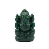 Statue Ganesh taillée à la main en Aventurine Verte - 9 cm