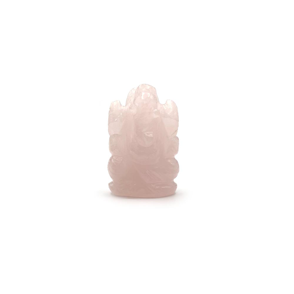 Statue Ganesh taillée à la main en Quartz Rose - 4,5 cm