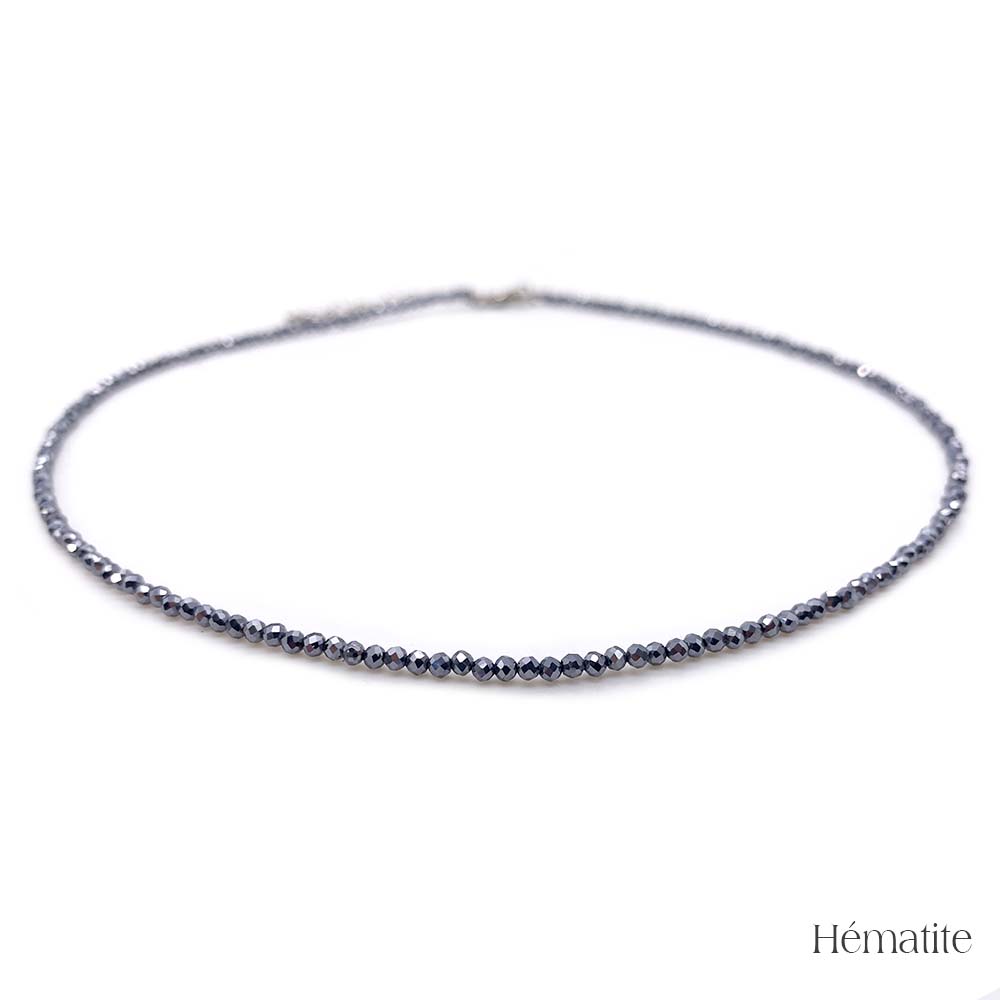 Collier de Perles Facettées en Hématite