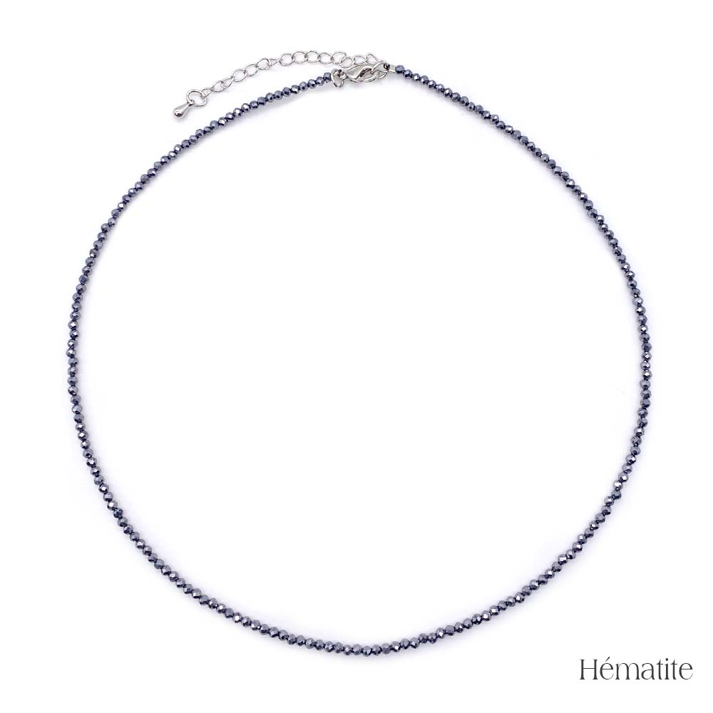 Collier de Perles Facettées en Hématite