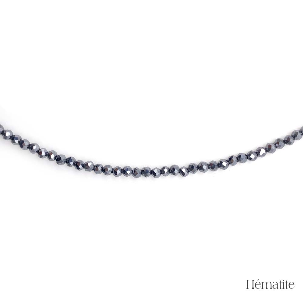 Collier de Perles Facettées en Hématite