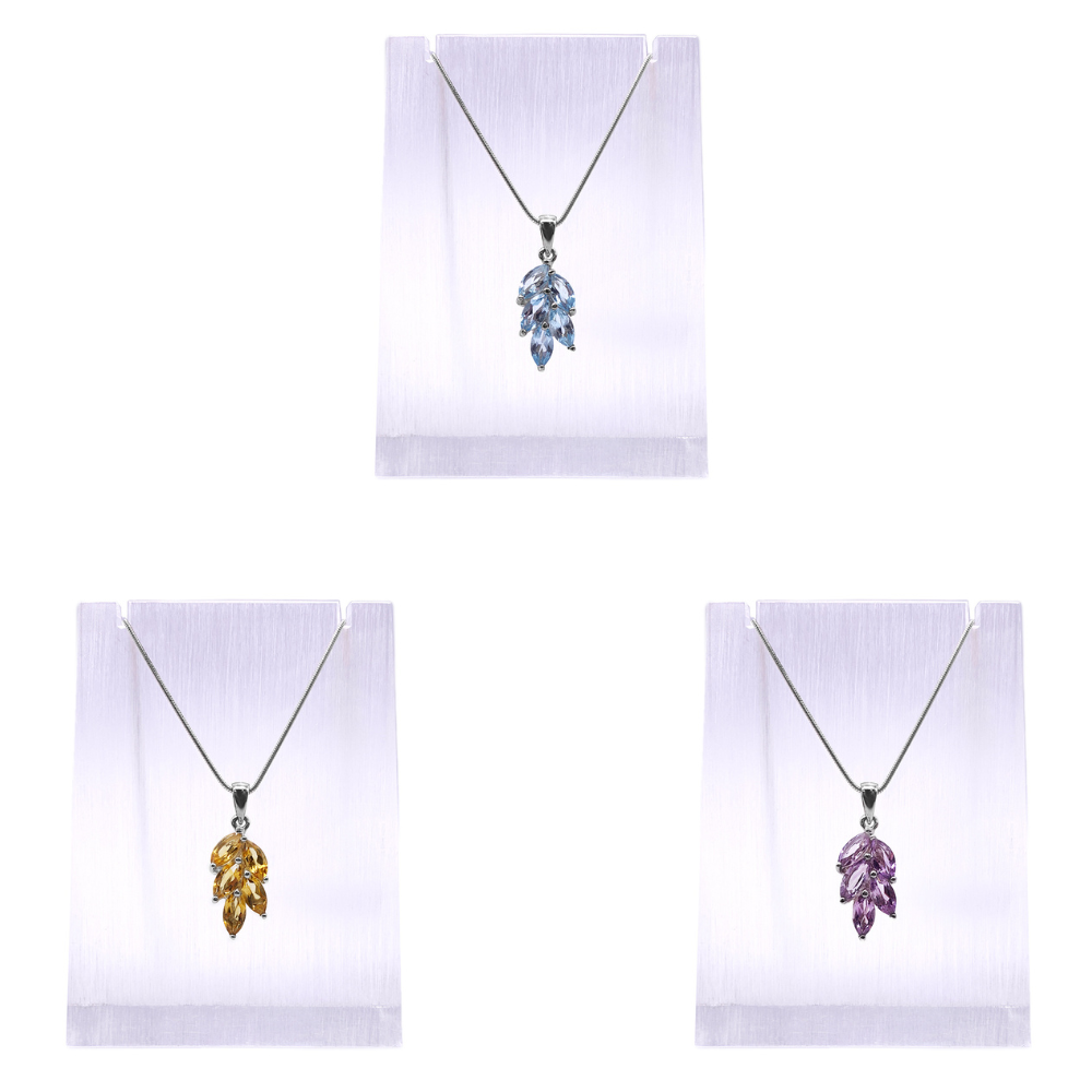 Pendentif en Argent Rhodié et Pierre Naturelle - Modèle Célestina