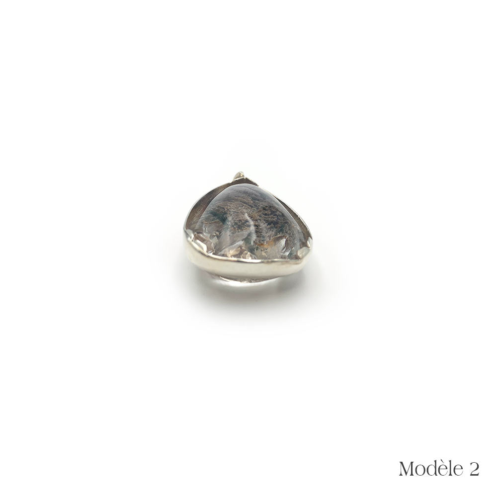 Pendentif Quartz Lodolite cerclé en Argent Massif