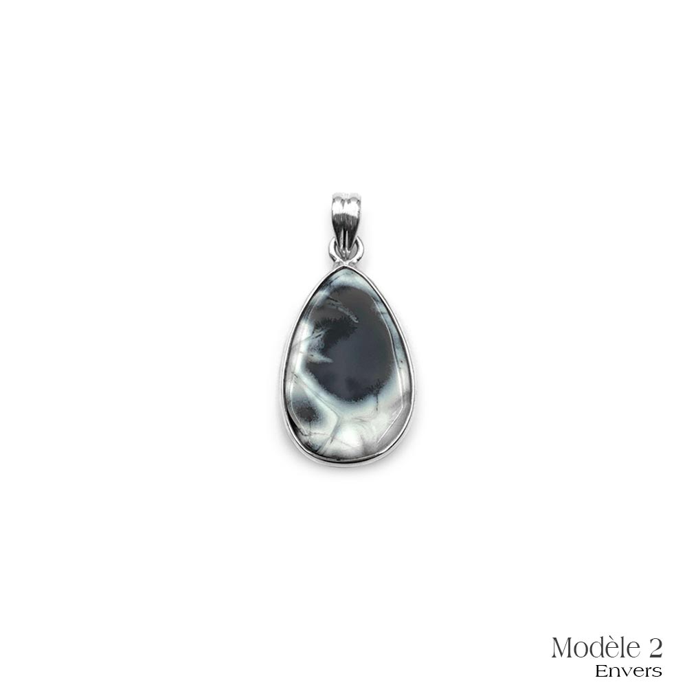 Pendentif Merlinite / Opale Dendritique