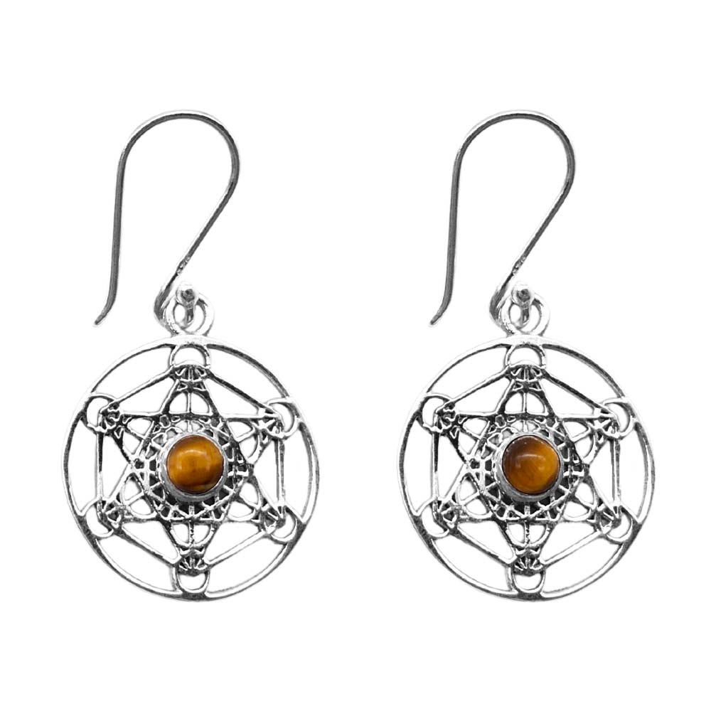 Boucles d'oreilles en Argent - Cube de Métatron - Pierres Naturelles