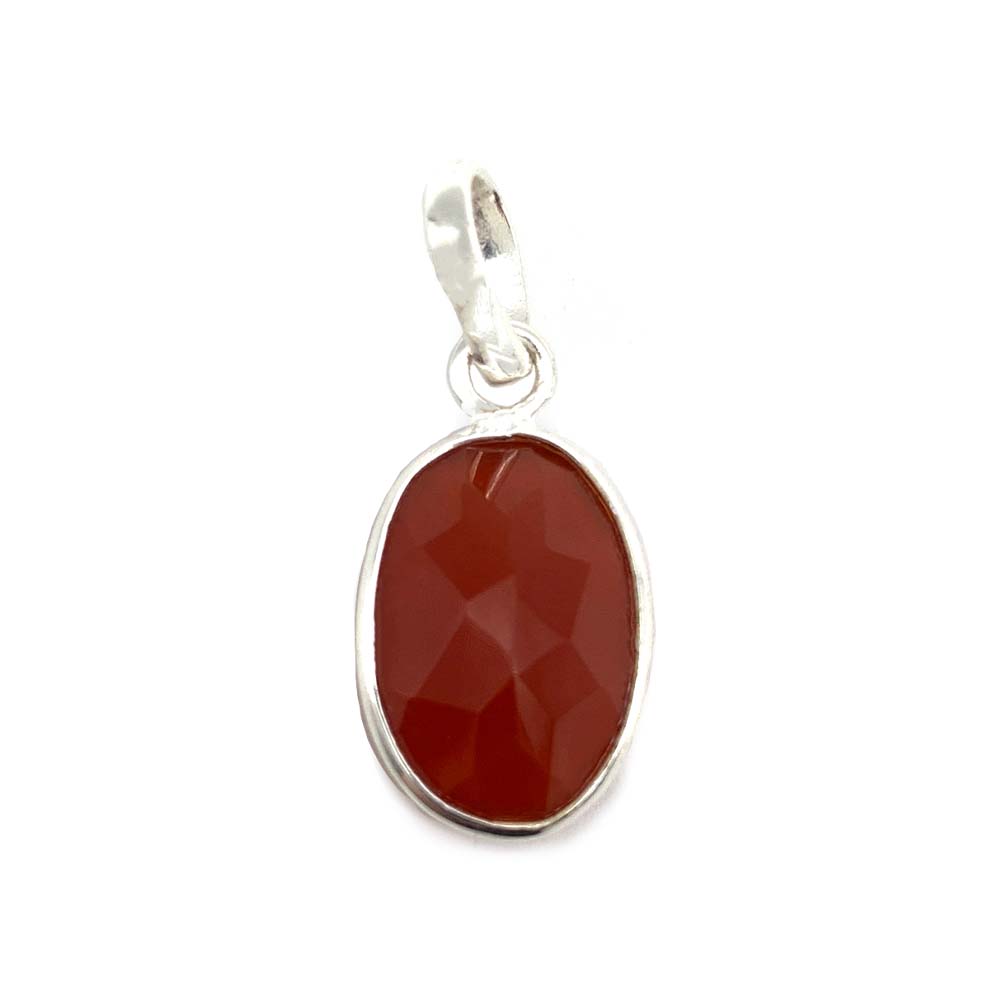 Pendentif Cornaline cabochon et facettée en Argent