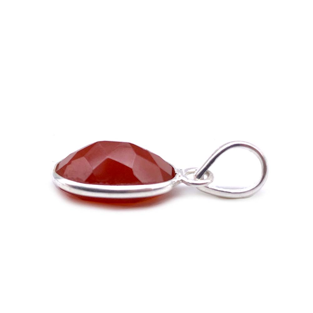 Pendentif Cornaline cabochon et facettée en Argent