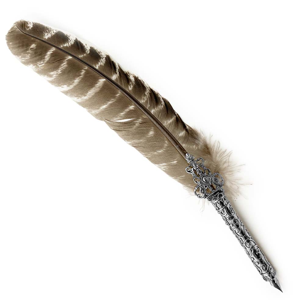 Set de calligraphie - Plume de Dinde Naturelle et Porte-Plume