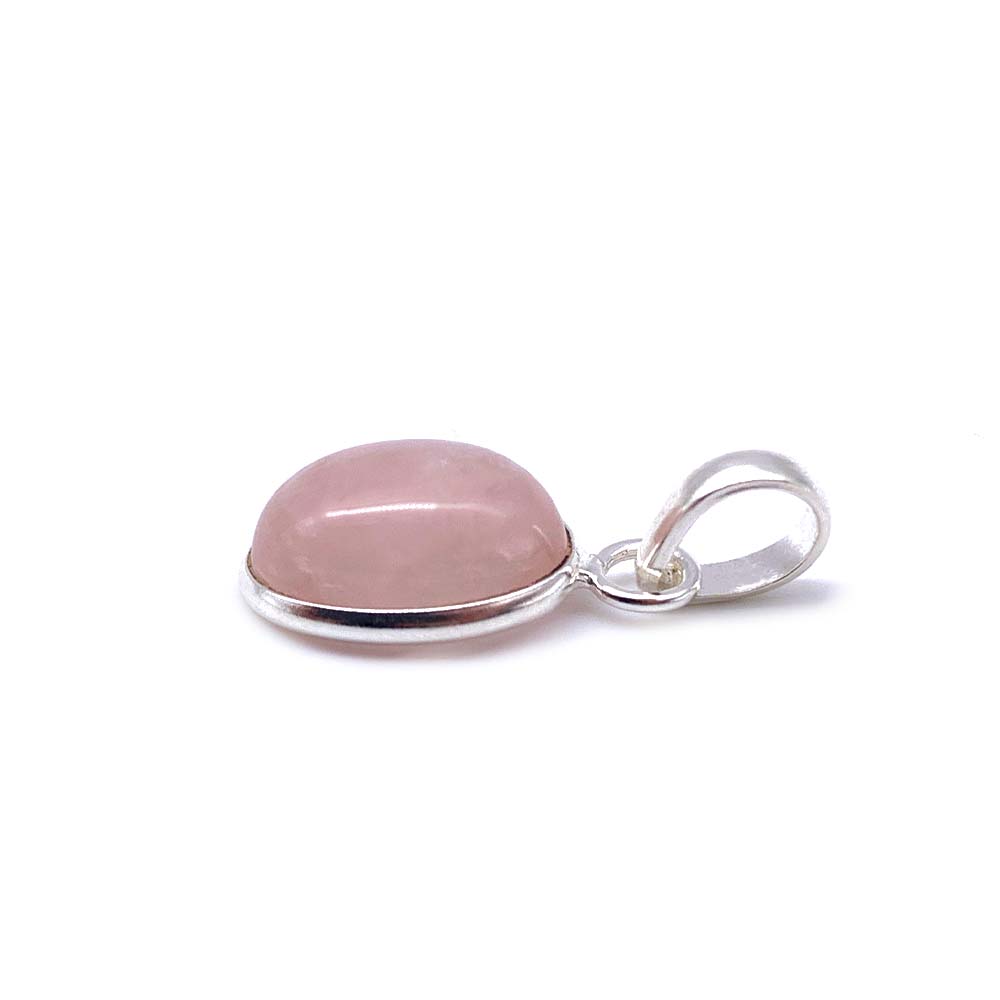 Pendentif Quartz Rose cabochon et facetté en Argent