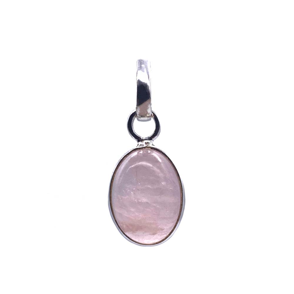 Pendentif Quartz Rose cabochon et facetté en Argent