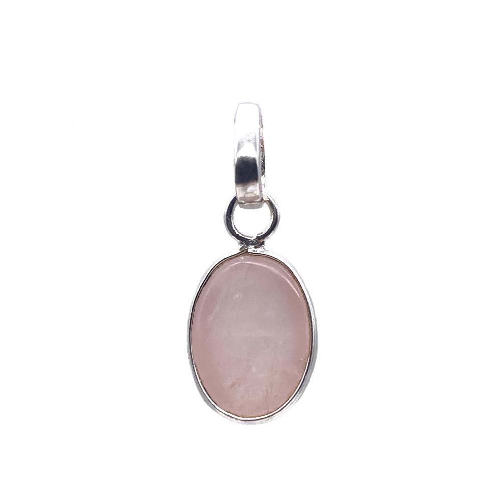 Pendentif Quartz Rose cabochon et facetté en Argent