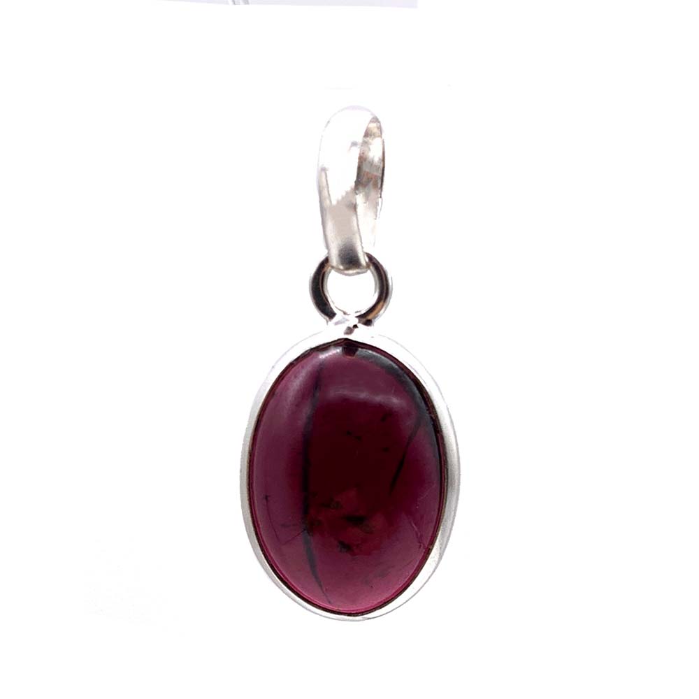 Pendentif Grenat cabochon et facetté en Argent