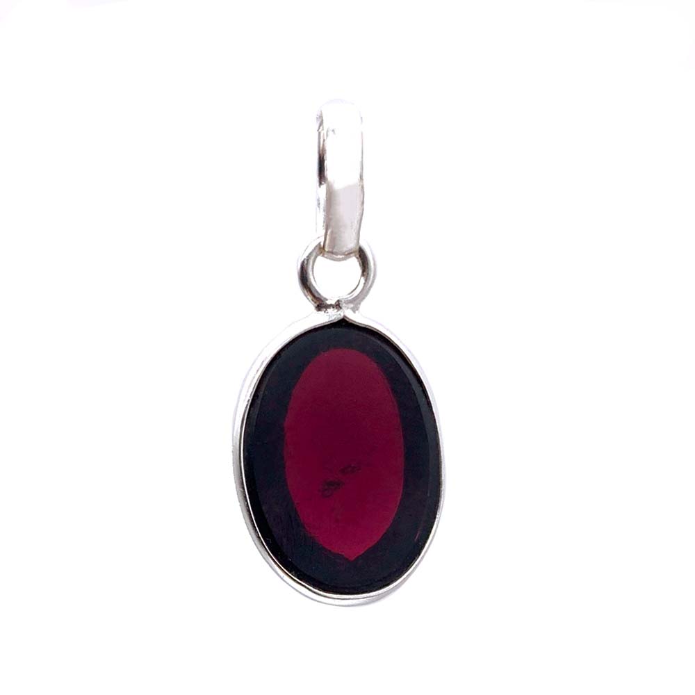 Pendentif Grenat cabochon et facetté en Argent