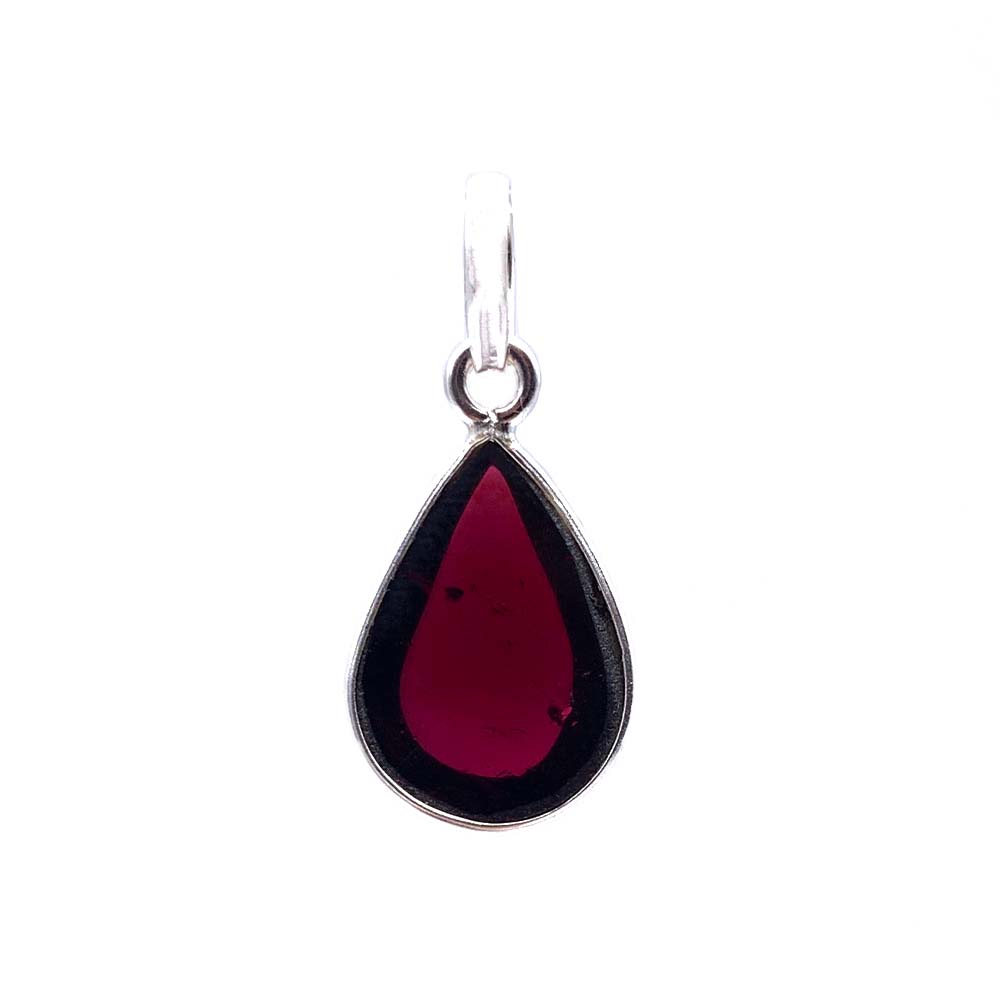 Pendentif Grenat cabochon et facetté en Argent