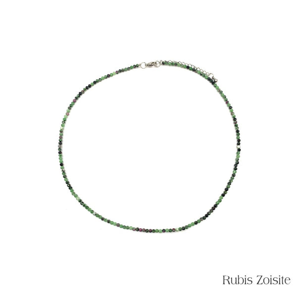 Collier de Perles Facettées en Rubis Zoïsite
