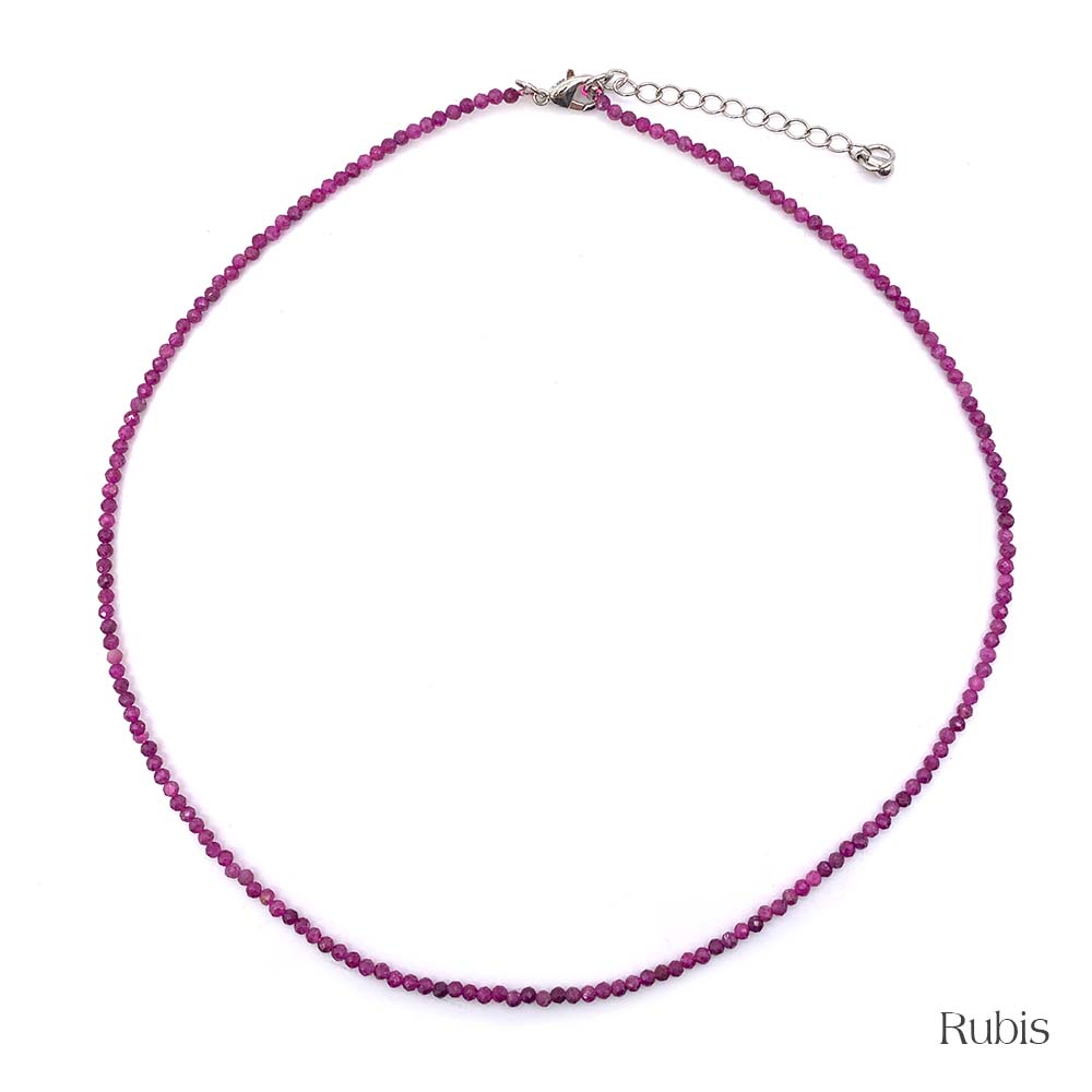 Collier de Perles Facettées en Rubis