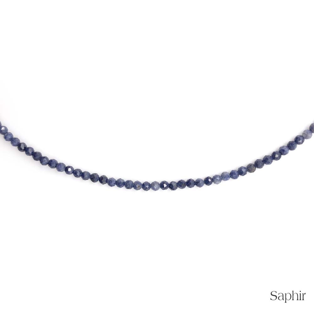 Collier de Perles Facettées en Saphir Bleu